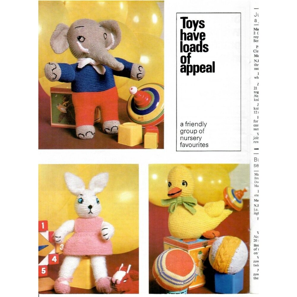 Knitting & Crochet Plush Patterns Stuffed Animals Pillows Dolls Vintage - Picture 4 of 5